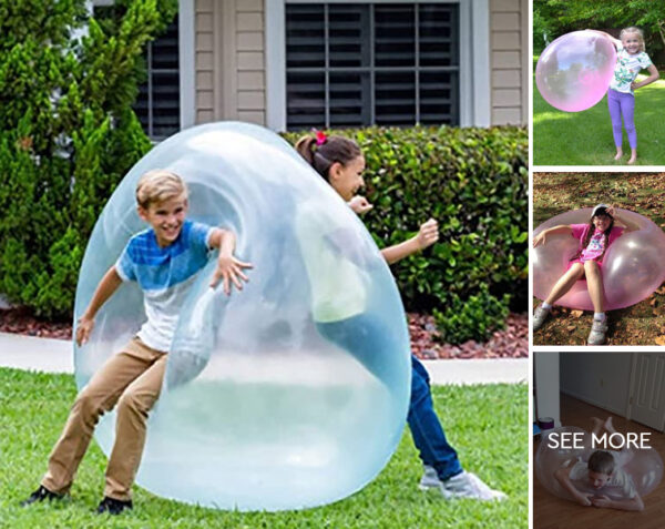 kids playing with the giant jelly balloon ball