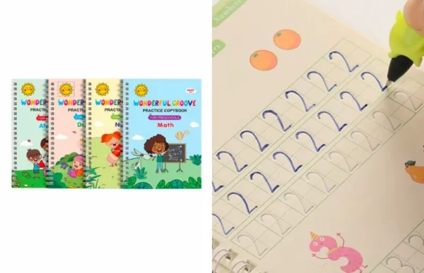 learning to write numbers using the practice copybook