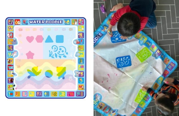 kids playing with the kids zero mess magic water drawing mat