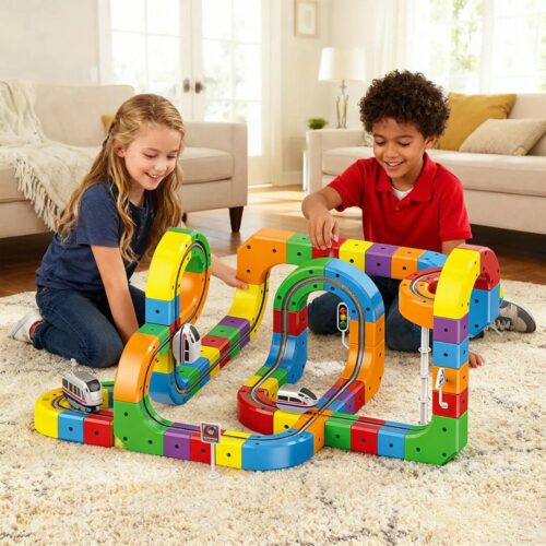 Baby playing with the Busy Board Montessori toy