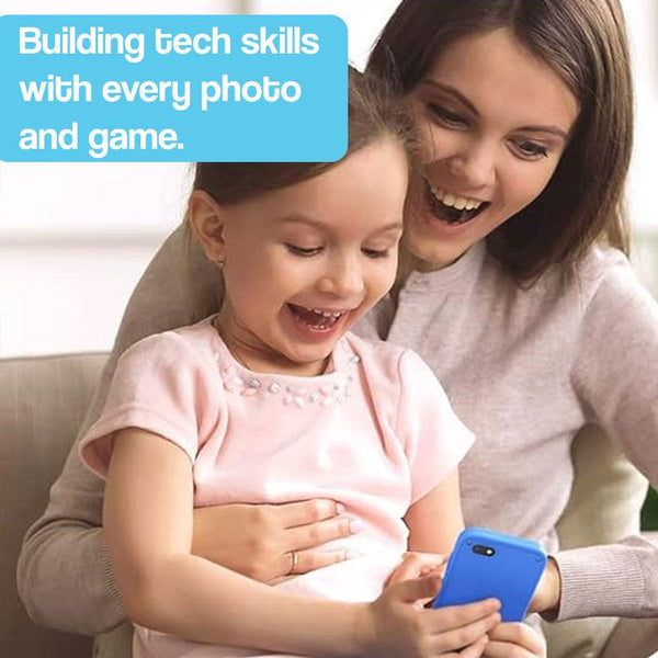 Child playing with the Little Genius smartphone with mother