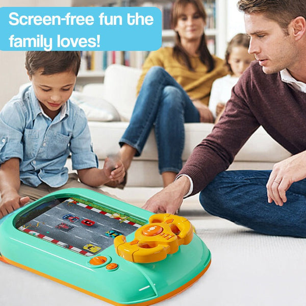 Father and son playing the TurboRace Interactive Game Set together