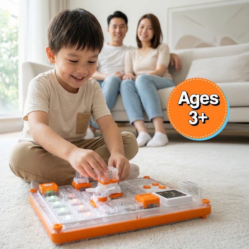 Baby playing with the Busy Board Montessori toy