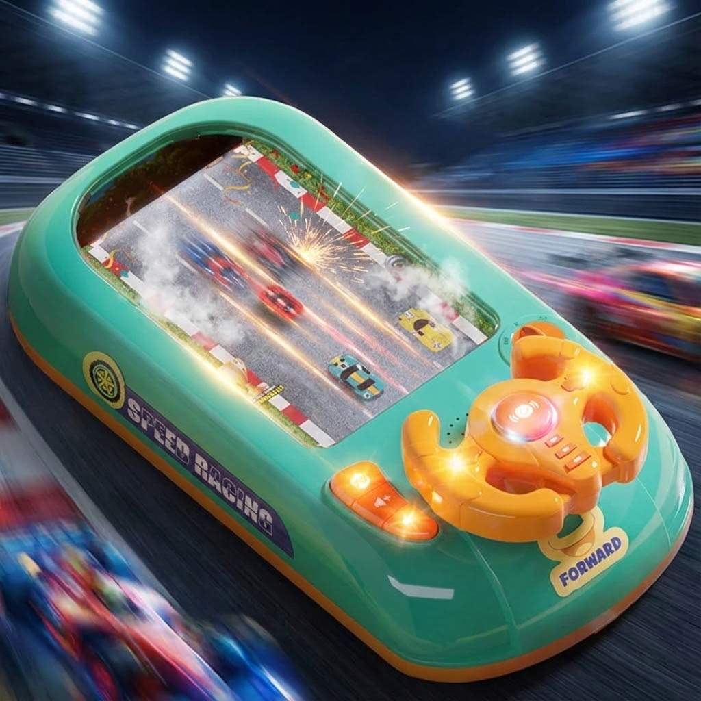 TurboRace Interactive Game Set with steering wheel and 200 racing challenges